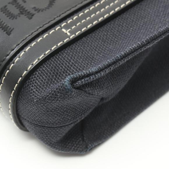 Chloé Chloe WOODY Handbag Canvas Leather Women's Navy Black - Picture 6 of 9